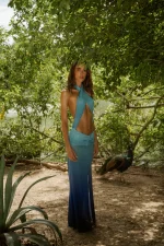 MAKAY BLUE WINGS LONG DRESS MC - Imagen 1